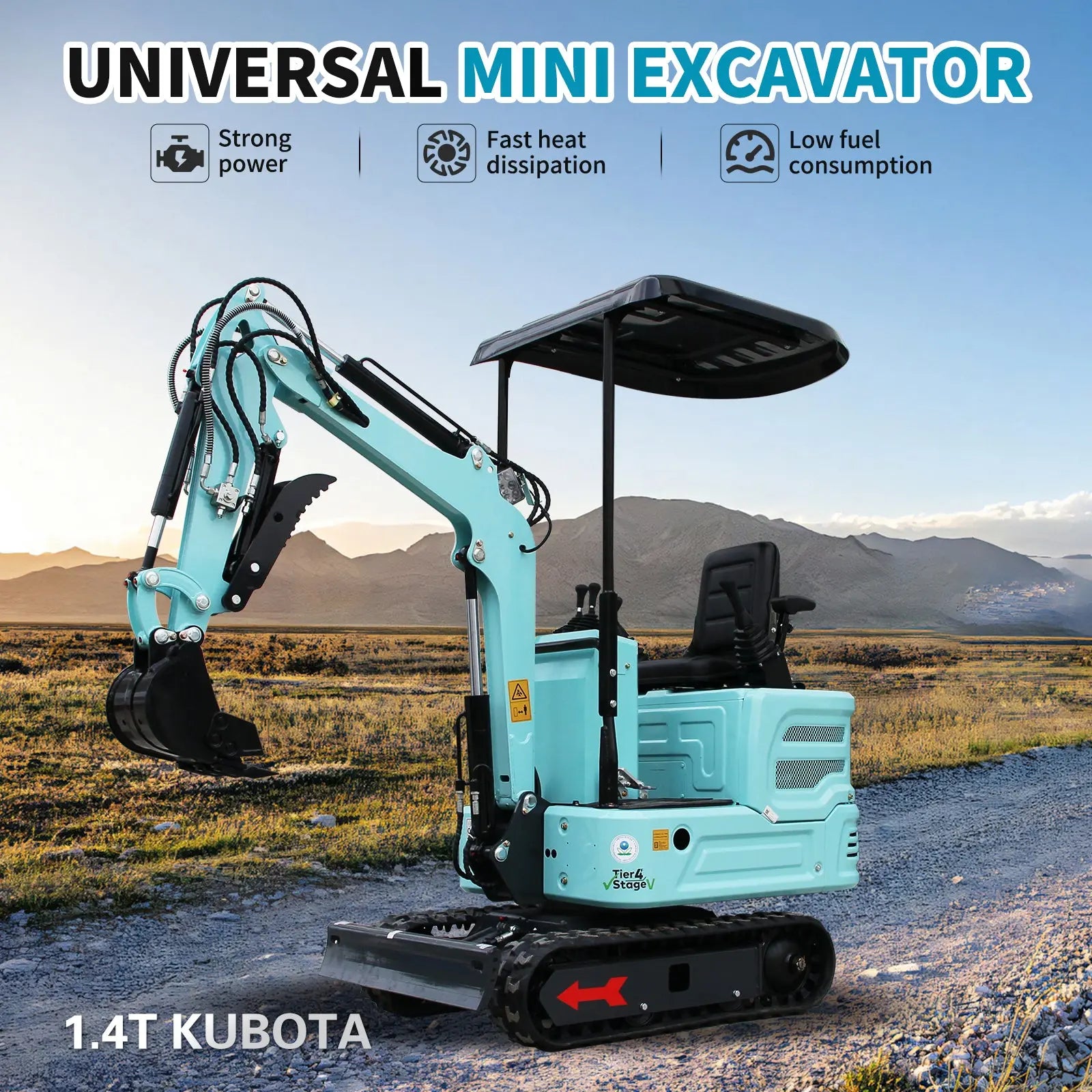 Mini Excavator with 12HP Kubota Engine & Hydraulic Thumb With a leader | AY-JBT16G-Pro My Store