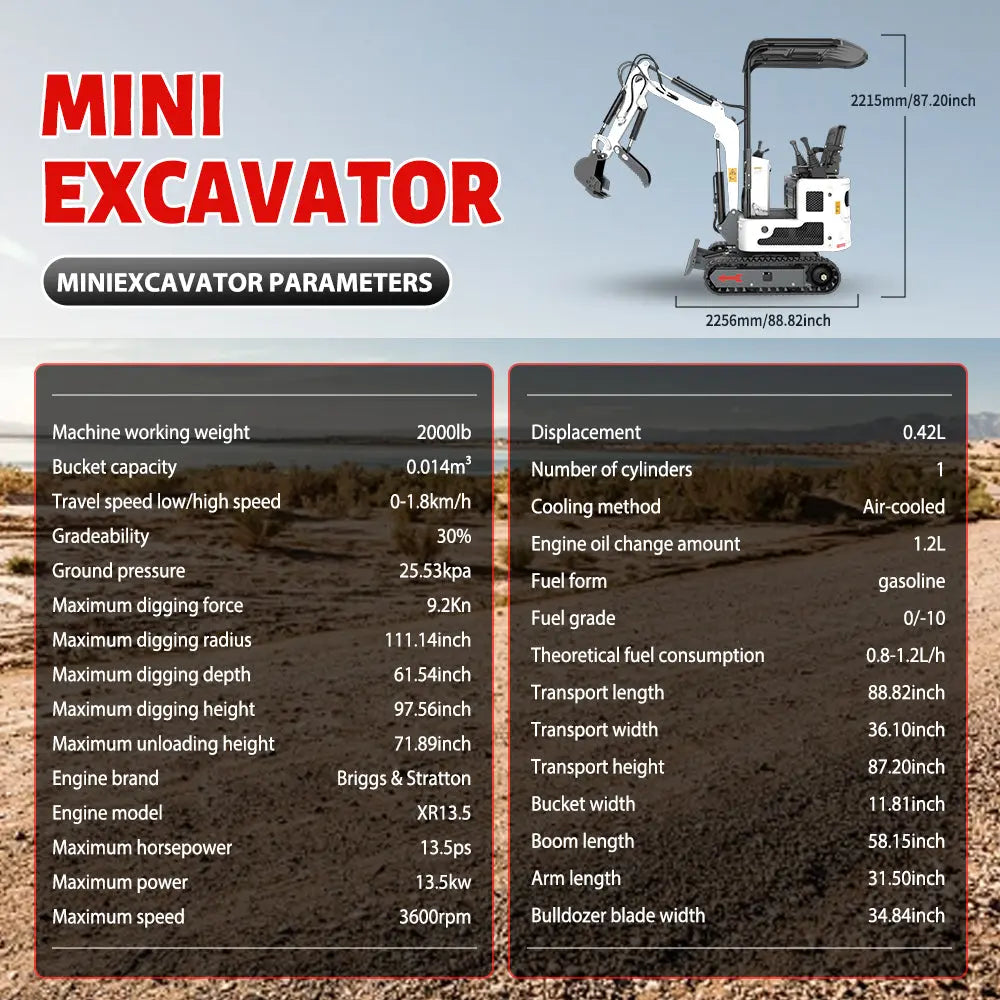 Mini Excavator with 12HP B&S Engine & Hydraulic Thumb With a leader |AY-BLT15W-Pro My Store