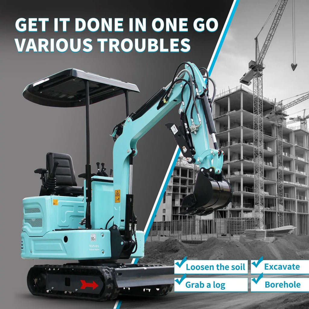 Mini Excavator with 12HP Kubota Engine & Hydraulic Thumb With a leader | AY-JBT16G-Pro My Store