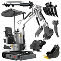 FREE SHIP 1Ton B&S Mini Excavator 13.5HP Crawler Pilot Hydraulic + 5 Attachment Apexyun.com