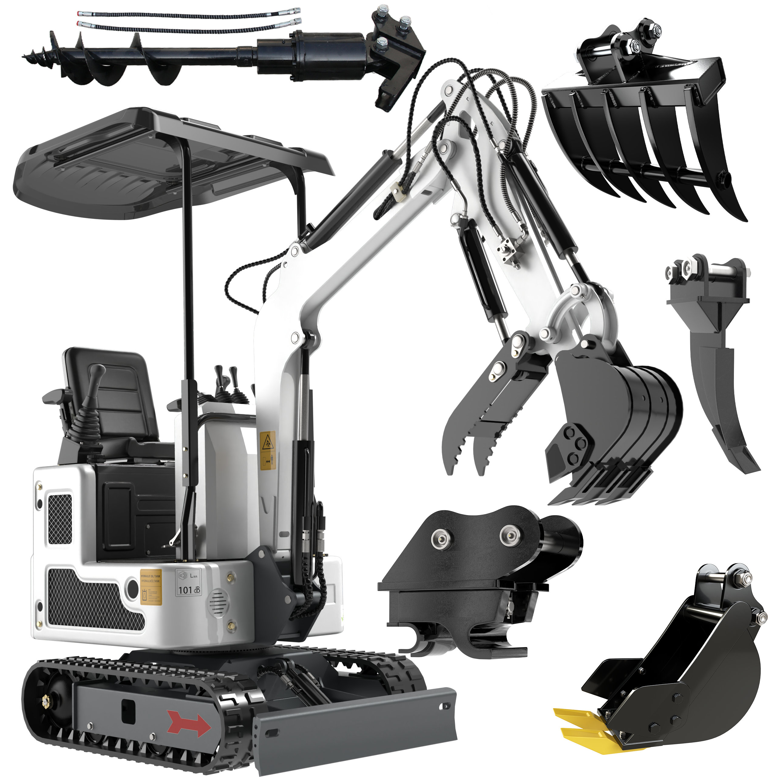 FREE SHIP 1Ton B&S Mini Excavator 13.5HP Crawler Pilot Hydraulic + 5 Attachment Apexyun.com