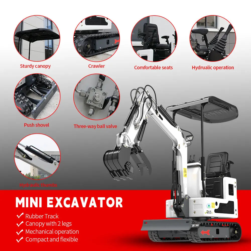 Mini Excavator with 12HP B&S Engine & Hydraulic Thumb With a leader |AY-BLT15W-Pro My Store