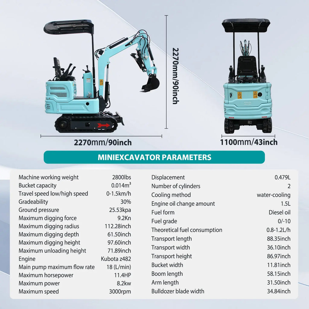 Mini Excavator with 12HP Kubota Engine & Hydraulic Thumb With a leader | AY-JBT16G-Pro My Store