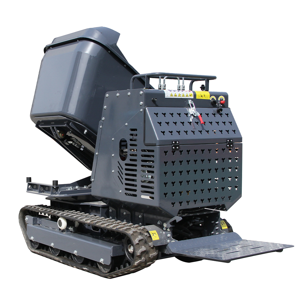 AY-BLT120FDC| Mini Tracked Dumper/Tracked Power Barrow 2650 lb Concrete Buggy – Gas Powered, B & S Engine, Hydraulic Dump, 180° Rotating Crawler Dumper with Rubber Tracks Stand-On Platform Apexyun.com
