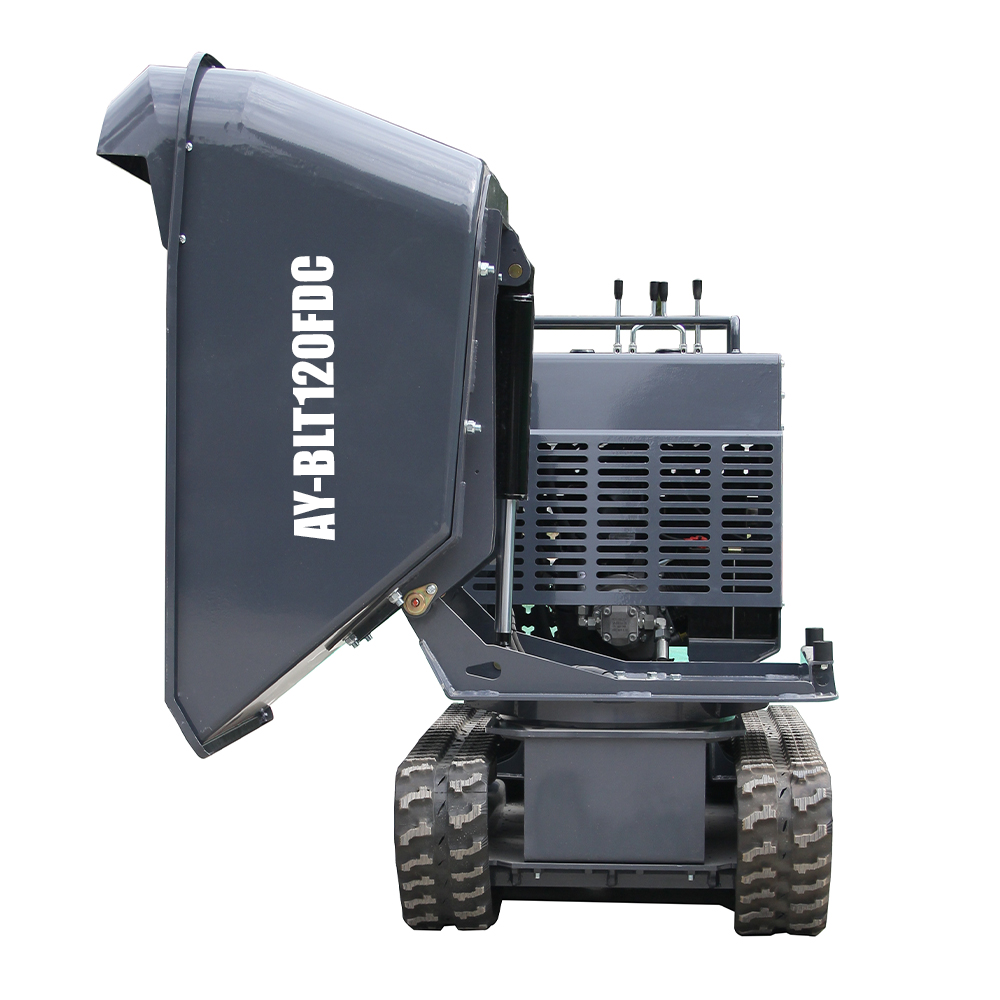 AY-BLT120FDC| Mini Tracked Dumper/Tracked Power Barrow 2650 lb Concrete Buggy – Gas Powered, B & S Engine, Hydraulic Dump, 180° Rotating Crawler Dumper with Rubber Tracks Stand-On Platform Apexyun.com
